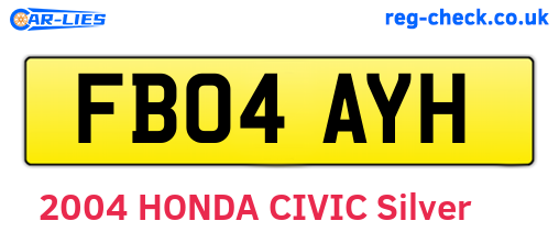 FB04AYH are the vehicle registration plates.