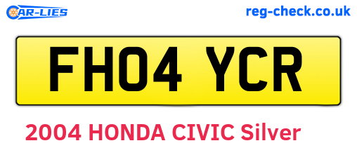 FH04YCR are the vehicle registration plates.