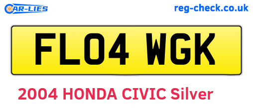 FL04WGK are the vehicle registration plates.