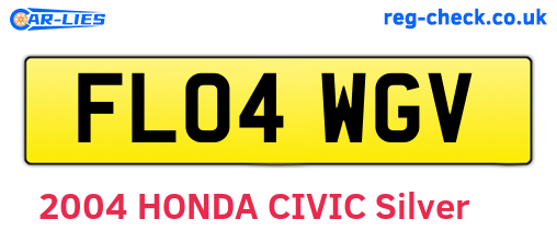 FL04WGV are the vehicle registration plates.