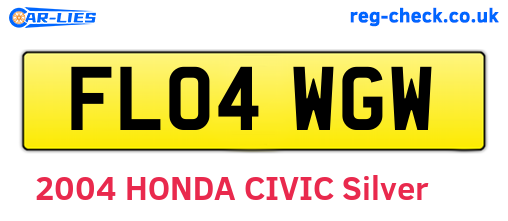 FL04WGW are the vehicle registration plates.