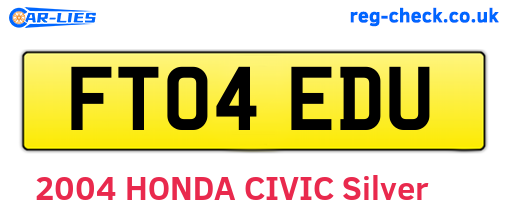 FT04EDU are the vehicle registration plates.