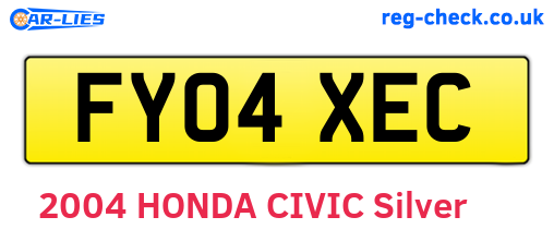 FY04XEC are the vehicle registration plates.