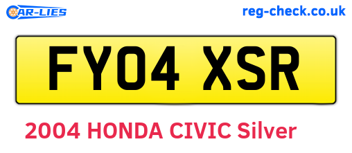 FY04XSR are the vehicle registration plates.