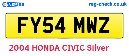 FY54MWZ are the vehicle registration plates.