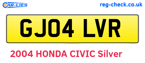 GJ04LVR are the vehicle registration plates.