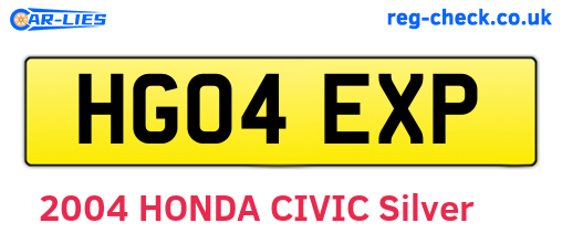 HG04EXP are the vehicle registration plates.