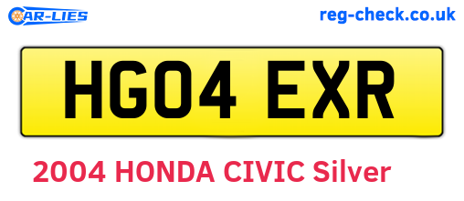 HG04EXR are the vehicle registration plates.