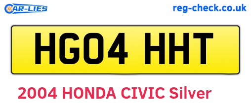 HG04HHT are the vehicle registration plates.