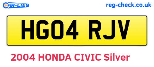 HG04RJV are the vehicle registration plates.