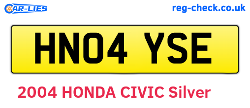 HN04YSE are the vehicle registration plates.