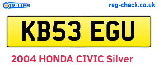 KB53EGU are the vehicle registration plates.