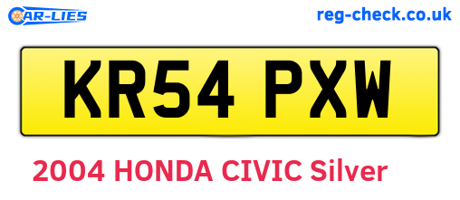 KR54PXW are the vehicle registration plates.