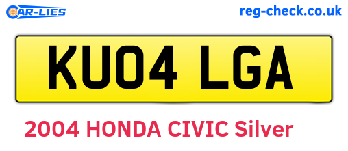 KU04LGA are the vehicle registration plates.