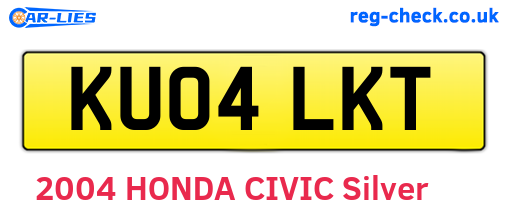 KU04LKT are the vehicle registration plates.