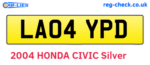 LA04YPD are the vehicle registration plates.