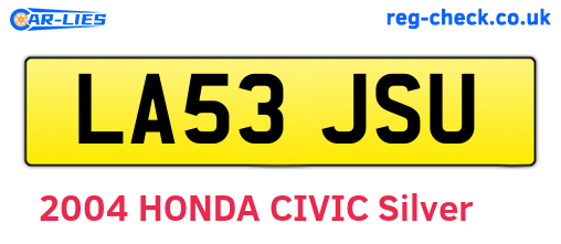 LA53JSU are the vehicle registration plates.