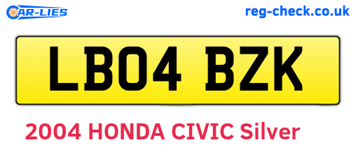 LB04BZK are the vehicle registration plates.