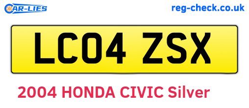 LC04ZSX are the vehicle registration plates.