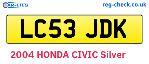 LC53JDK are the vehicle registration plates.