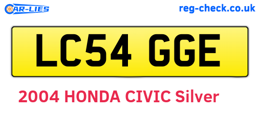 LC54GGE are the vehicle registration plates.