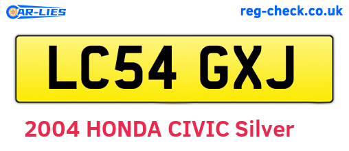 LC54GXJ are the vehicle registration plates.