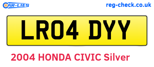 LR04DYY are the vehicle registration plates.
