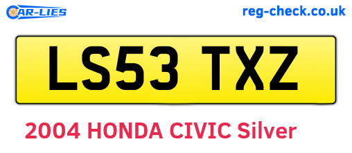 LS53TXZ are the vehicle registration plates.