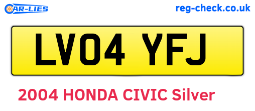 LV04YFJ are the vehicle registration plates.