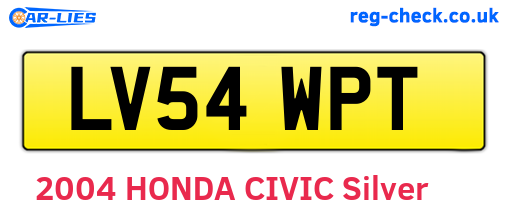 LV54WPT are the vehicle registration plates.