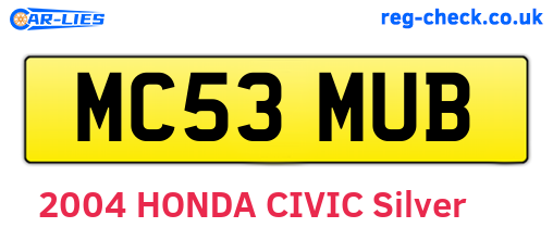 MC53MUB are the vehicle registration plates.