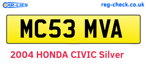 MC53MVA are the vehicle registration plates.