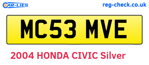 MC53MVE are the vehicle registration plates.