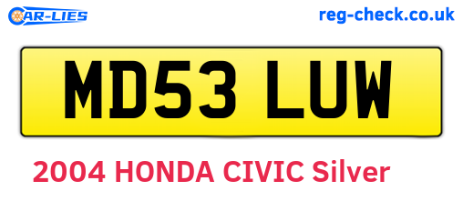 MD53LUW are the vehicle registration plates.