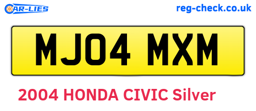 MJ04MXM are the vehicle registration plates.
