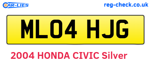 ML04HJG are the vehicle registration plates.