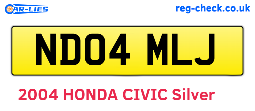 ND04MLJ are the vehicle registration plates.
