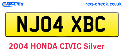 NJ04XBC are the vehicle registration plates.