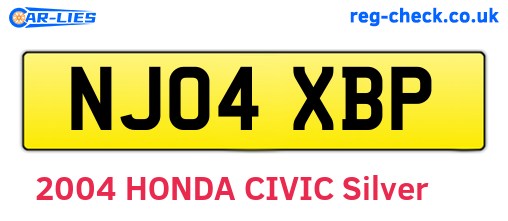 NJ04XBP are the vehicle registration plates.
