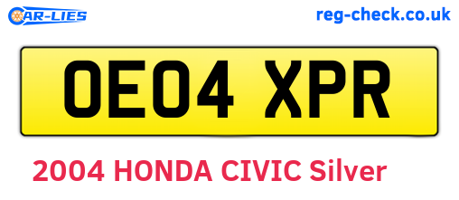 OE04XPR are the vehicle registration plates.