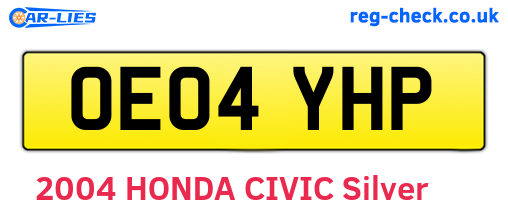 OE04YHP are the vehicle registration plates.