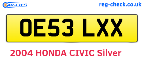 OE53LXX are the vehicle registration plates.