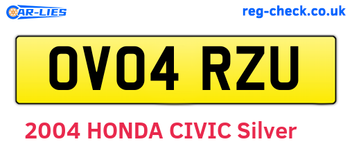 OV04RZU are the vehicle registration plates.