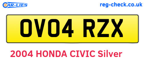 OV04RZX are the vehicle registration plates.