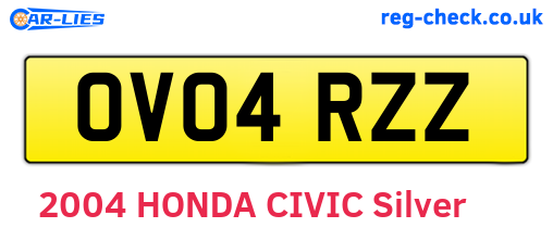 OV04RZZ are the vehicle registration plates.
