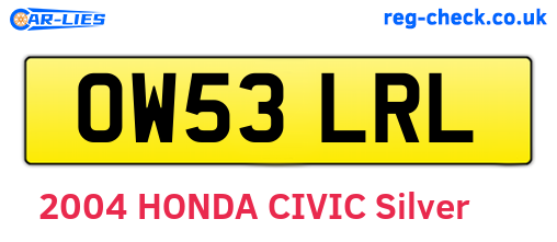 OW53LRL are the vehicle registration plates.