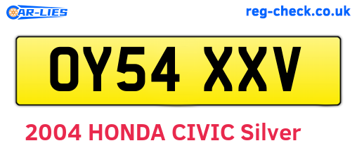 OY54XXV are the vehicle registration plates.