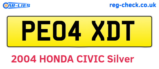 PE04XDT are the vehicle registration plates.