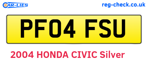PF04FSU are the vehicle registration plates.