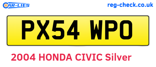 PX54WPO are the vehicle registration plates.